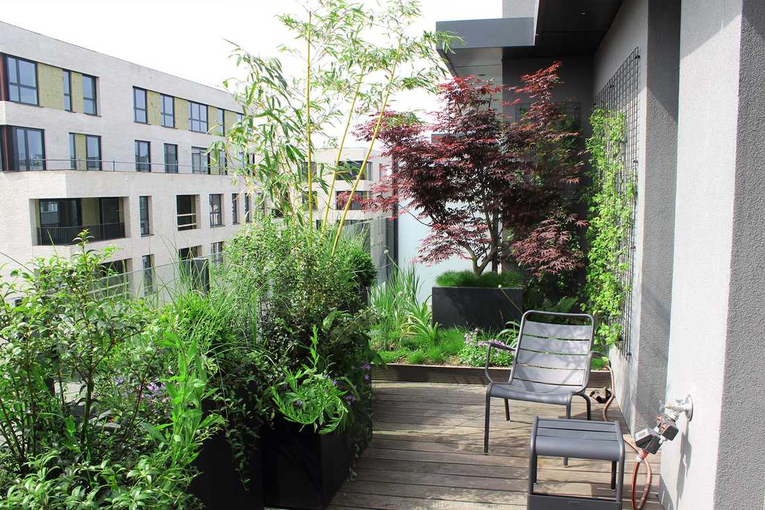 Landscaping of a penthouse terrace in Lille